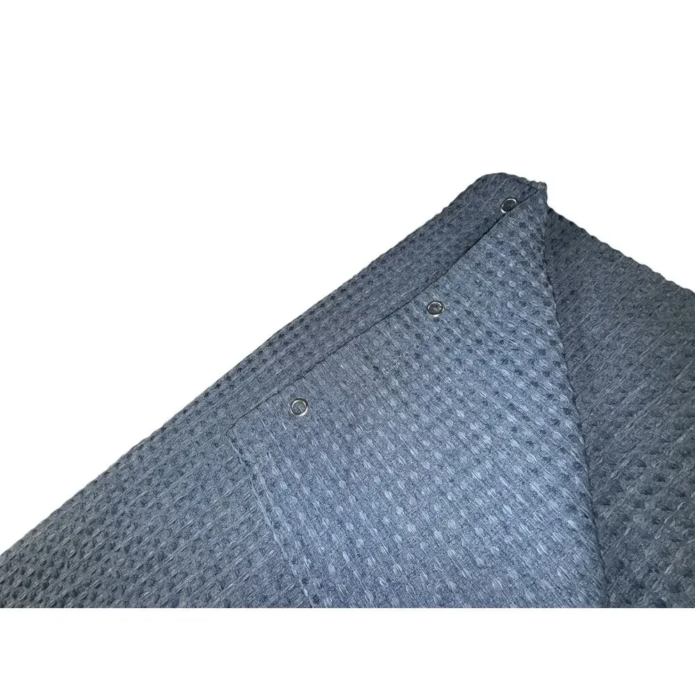 Blue Knit Fabric Shower Curtain Waffle Honeycomb Textured 70x70 Bathroom